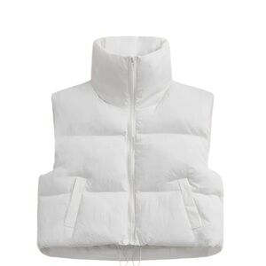 Warm crop puffer vest